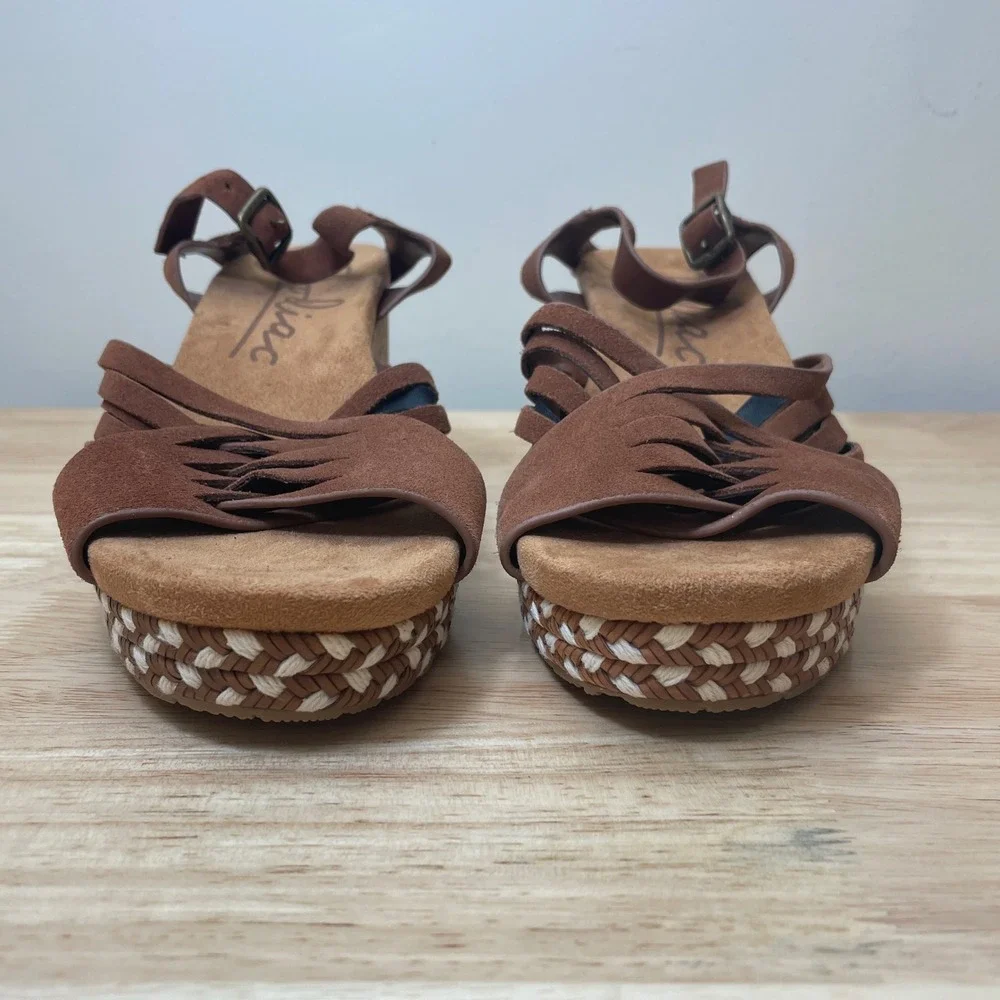 Zodiac Paola Women's Brown Suede Strappy Wedge Sandals Size 10M - Picture 3 of 11